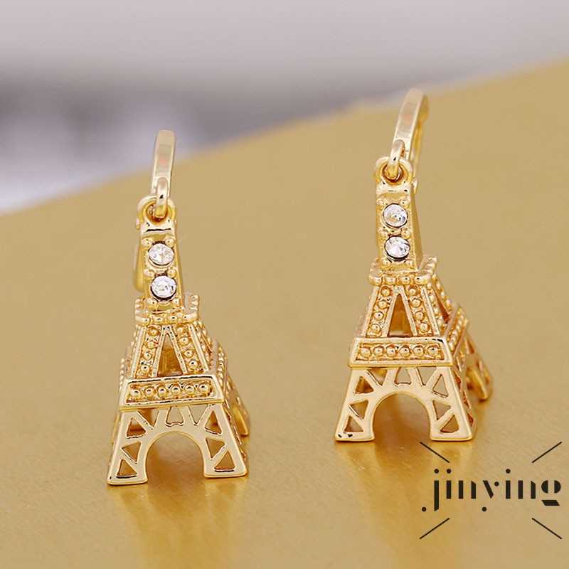GETNOIVAS Bông tai mạ vàng 18K hình tháp Eiffel đính đá xinh xắn