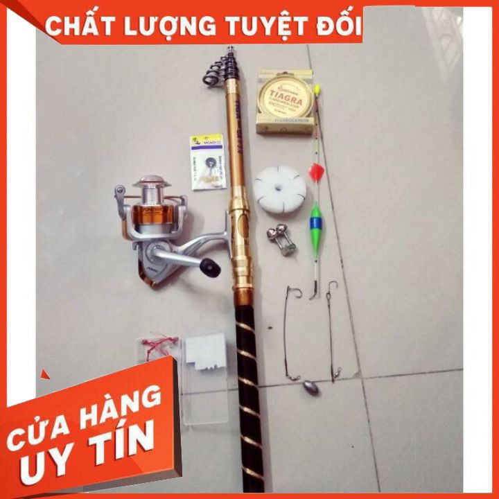 [Xả Kho 99 Bộ] Combo Cần Câu TIAGA Máy Kim Loại Kèm Phụ Kiện Siêu Chất