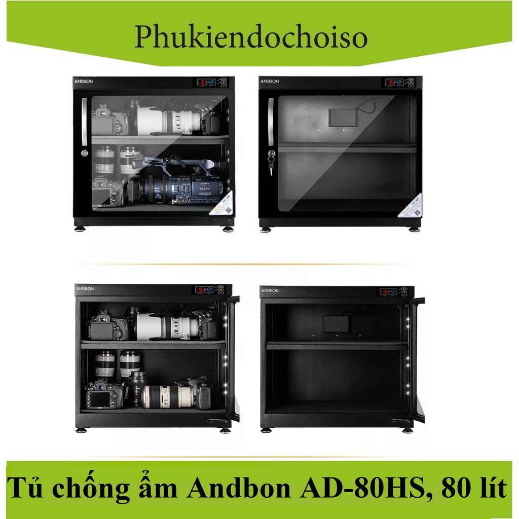 Tủ chống ẩm Andbon AD-80HS (dung tích 80 lít )-Taiwan . Tặng 01 bộ vệ sinh máy ảnh 8 in 1