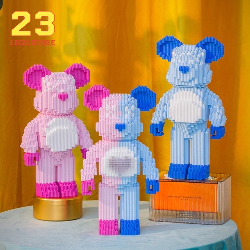 Bộ đồ chơi lắp ghép gấu BearBrick cỡ lớn 20-36cm  có tặng kèm búa lắp ráp, đèn led