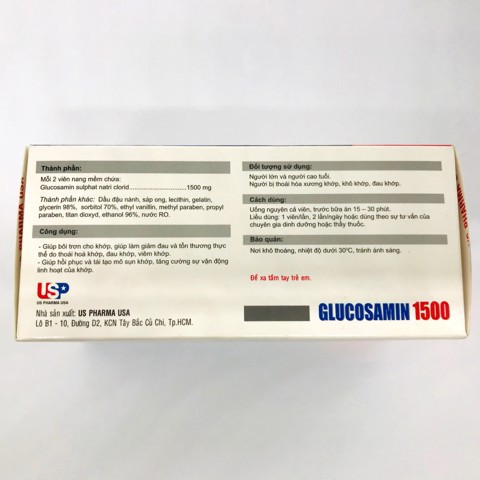 GLUCOSAMIN 1500 - Hỗ trợ giảm đau và tổn thương do thoái hóa khớp, đau khớp, viêm khớp