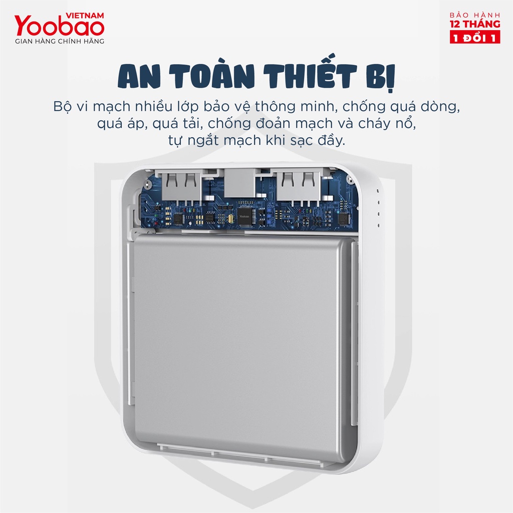 Pin dự phòng Yoobao M4 mini 10000 mAh - Sạc đồng thời 2 thiết bị - Hàng phân phối chính hãng