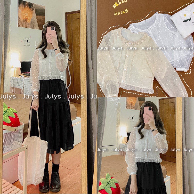 [Mã WASKT304 giảm 15% tối đa 30K đơn 99K] Áo babydoll voan chấm bi (ảnh THẬT TỰ CHỤP )