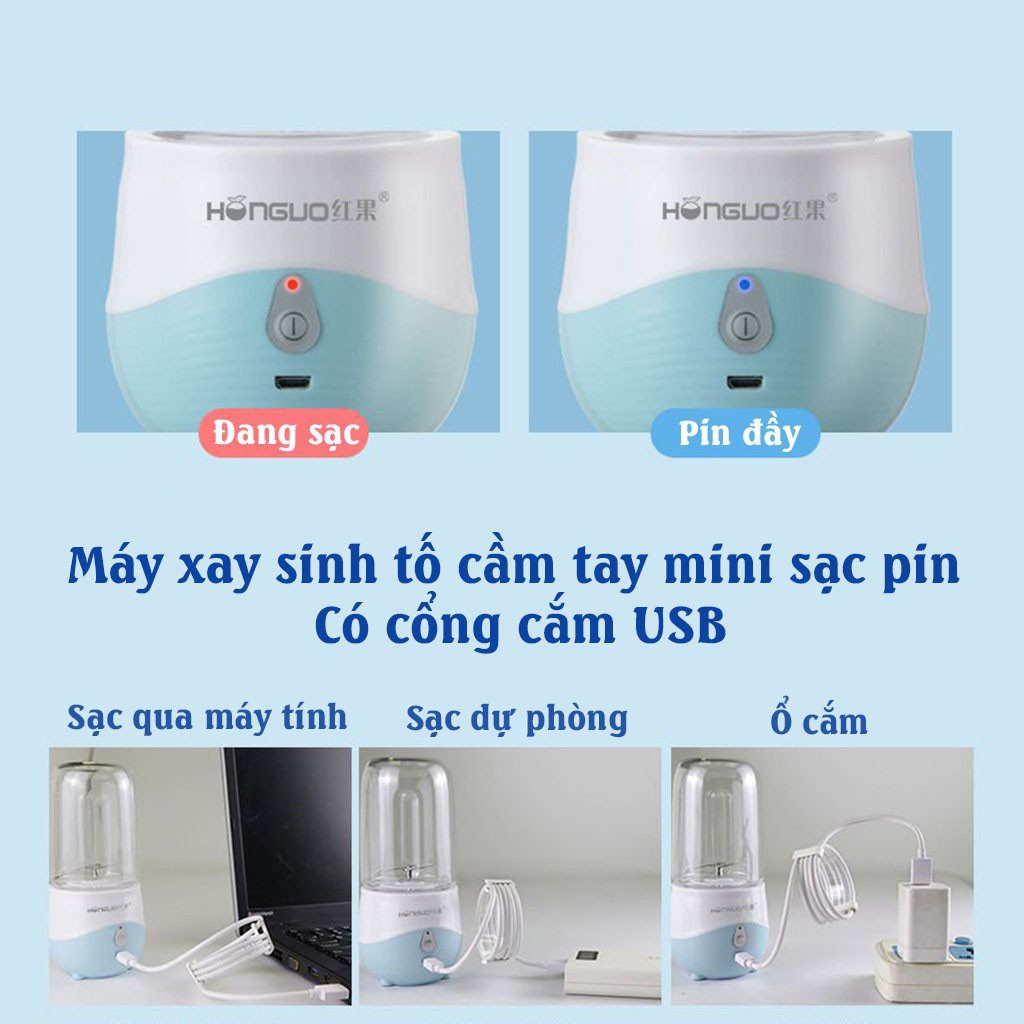 Máy xay sinh tố 6 lưỡi cầm tay mini xay hoa quả xay đồ ăn dặm cho bé xay đa năng sạc pin tiện ích
