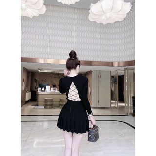 Áo Kiểu Borip Tay Dài Cổ Tròn Đan Dây Sau Lưng Gợi Cảm TTKXA0026