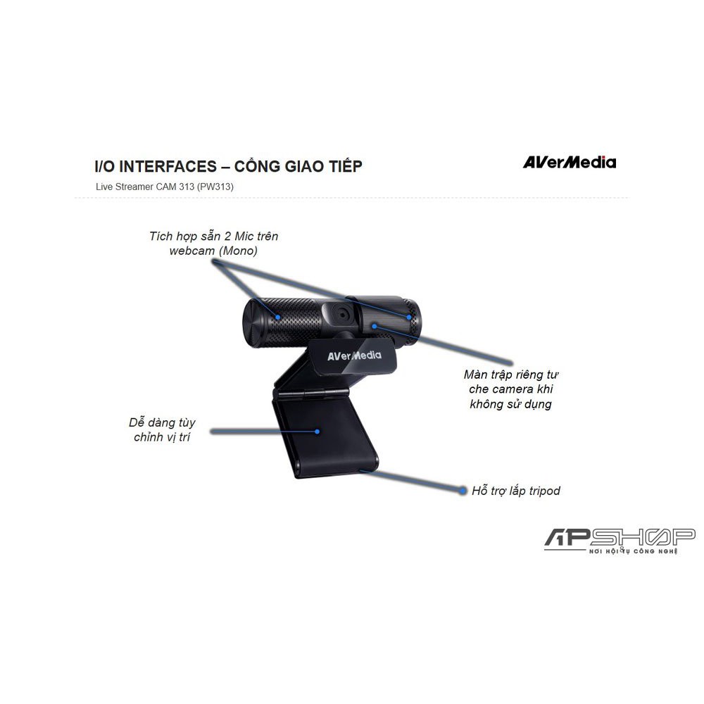 Webcam AverMedia Live Streamer CAM 313 - PW313 - HÀNG CHÍNH HÃNG | BigBuy360 - bigbuy360.vn