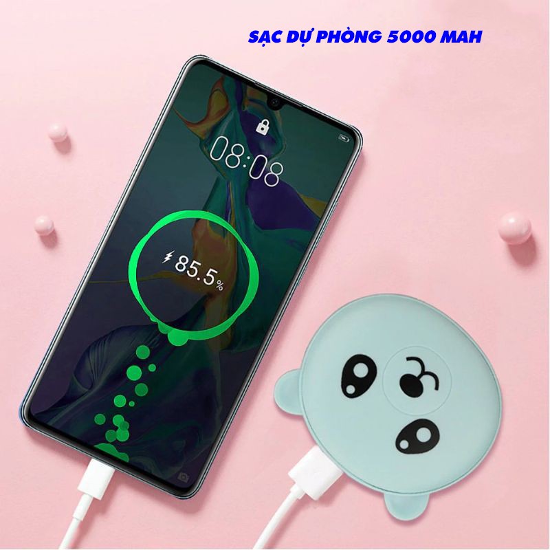 Máy Sưởi Ấm Cầm Tay Kiêm Sạc Dự Phòng 3600mAh Hình Gấu - 3 Chế Độ Ấm