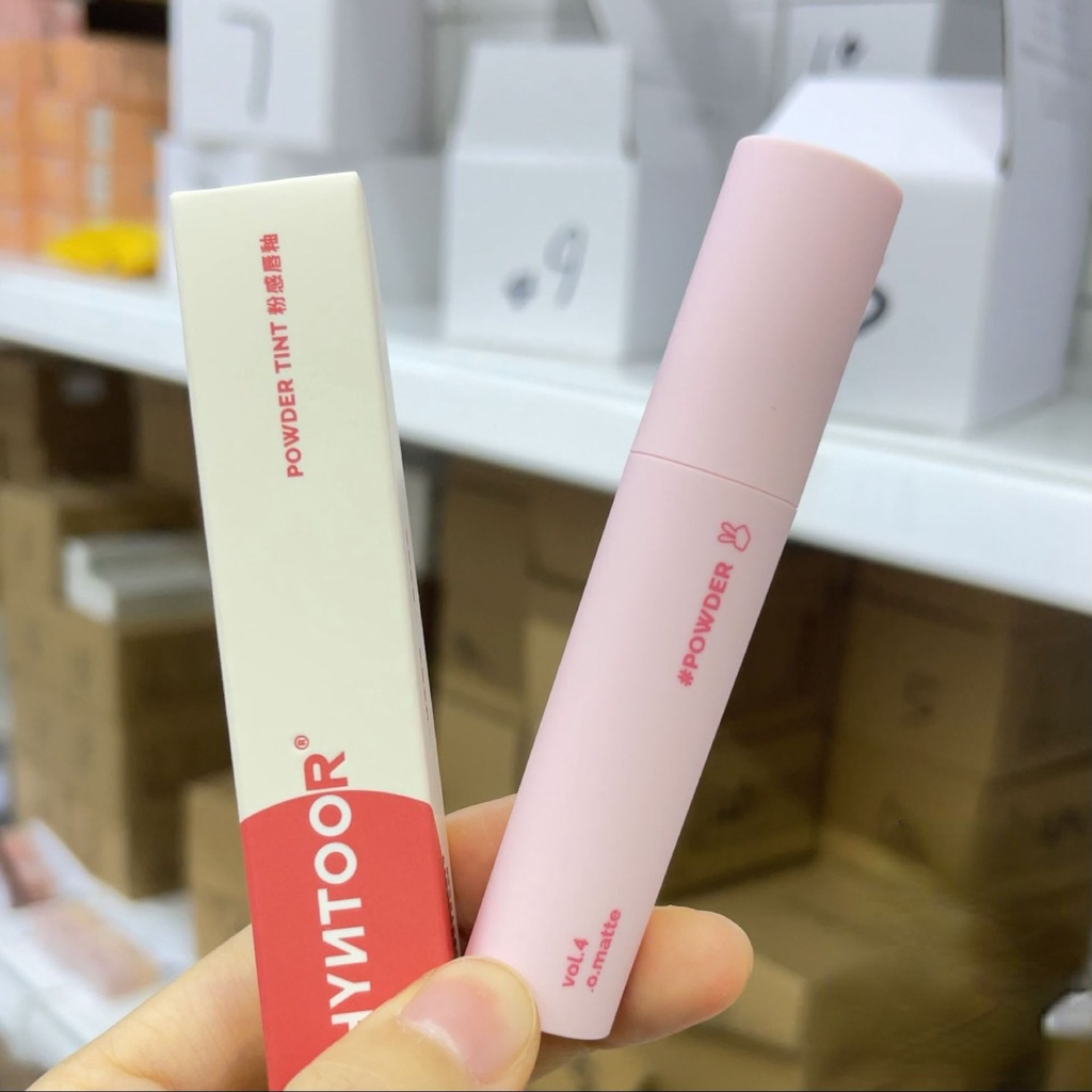 HYNTOOR Son Môi Nhung Lì Màu Đen Thiết Kế Vỏ Hình Thỏ Xinh Xắn