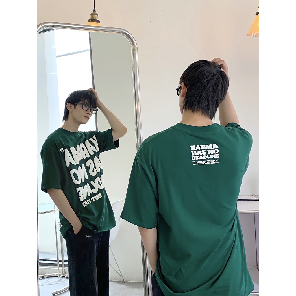 Áo thun local brand By Unispace chính hãng tay lỡ form rộng unisex nam nữ in nổi Karma- hot trend