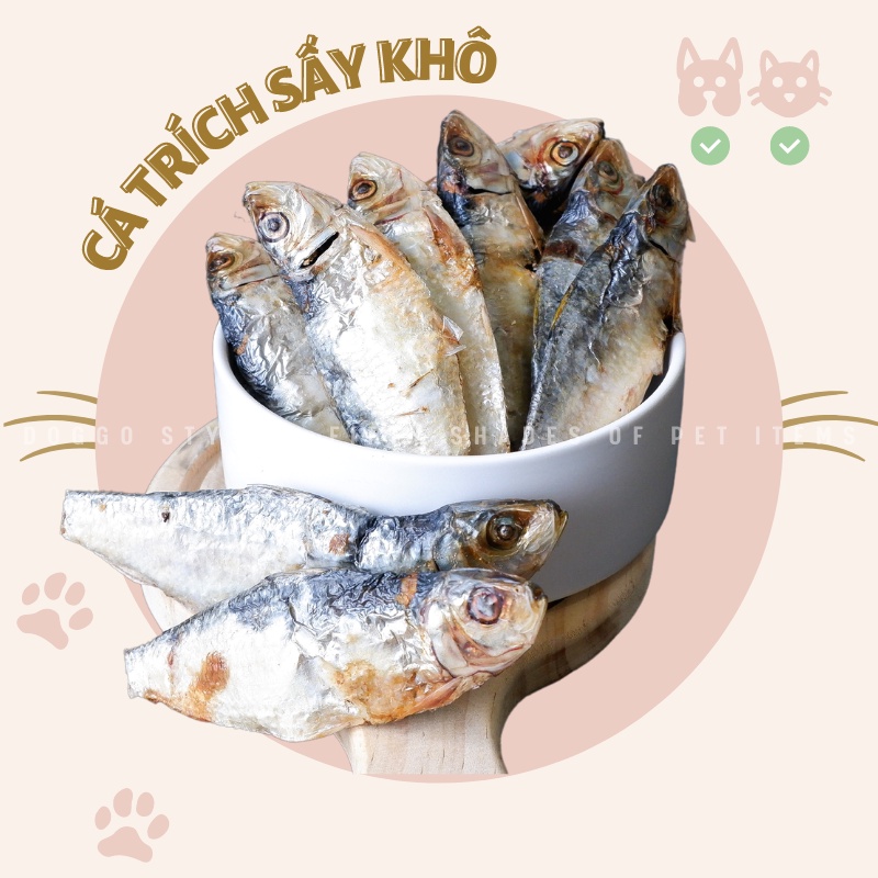 Treat Bánh Thưởng Cho Chó Mèo Cá Trích Tươi Sấy Khô DOGGOSTYLE Homemade Cung Cấp Protein Omega 3 Giúp Mượt Lông