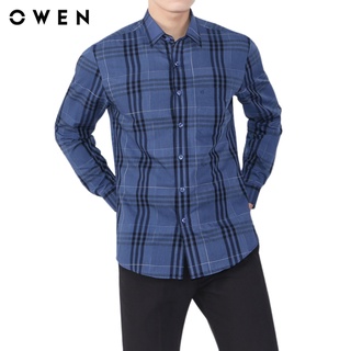 Áo sơ mi dài tay nam Owen Bạc hà Regular Fit Xanh navy - AR22638DT