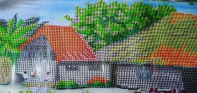 Tranh đính đá phong cảnh đồng quê df486 . Y8276  y8274 , y8275