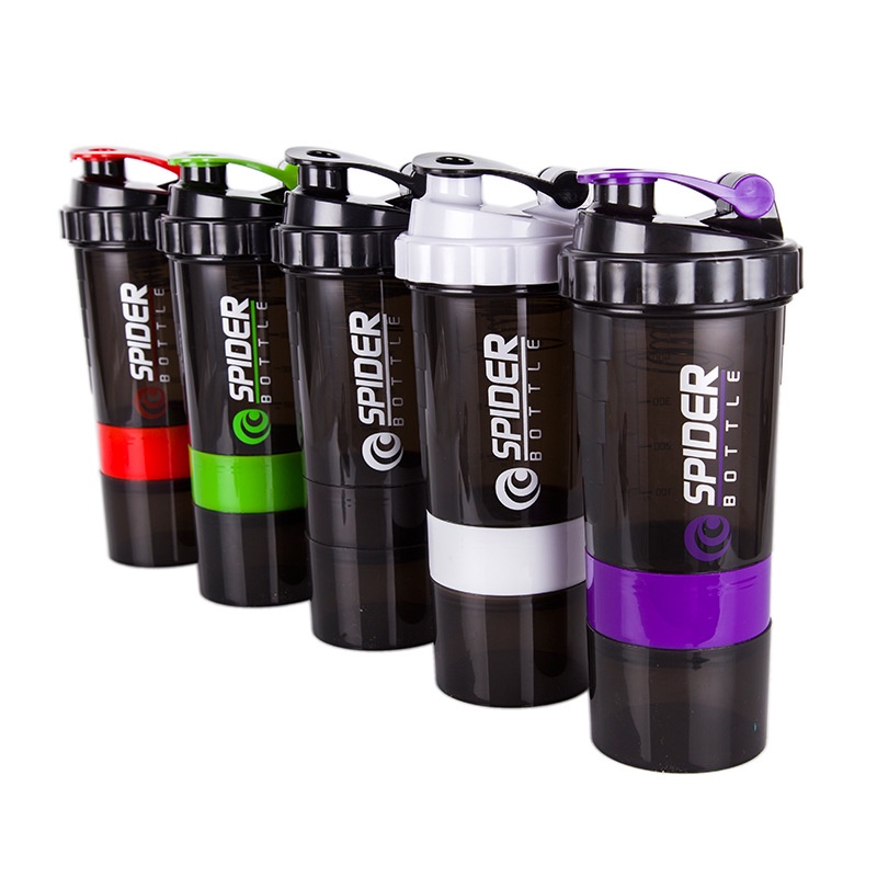 Bình Lắc Whey Bình Nước Thể Thao Tập Gym Shaker Đựng Protein BCAA 3 Ngăn Tiện Dụng 500 ML