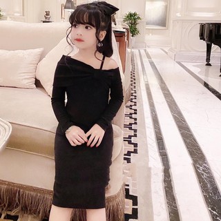 Váy Len Body Lệch Vai Cho Bé Gái
