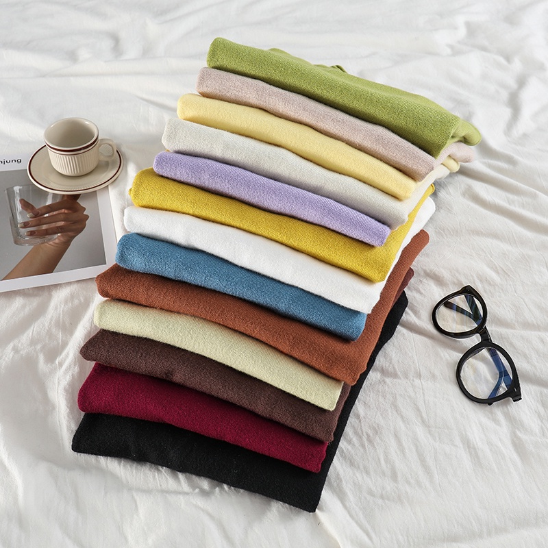 NUZIRO Áo sweater  cổ cao tay dài phong cách đơn giản thời trang dành cho nữ