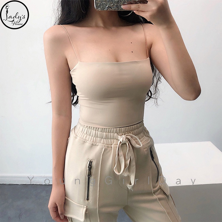 Áo 2 Dây Cotton Croptop Dáng Ôm Sợi Bún Không Đệm Kiểu Co Giãn Tốt Nữ Thoáng "ÁO 2 DÂY" | BigBuy360 - bigbuy360.vn