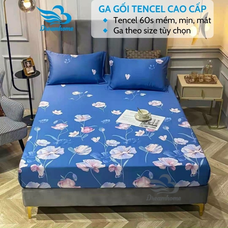 Bộ ga gối tencel 60s nhập khẩu cao cấp, ga gối tencel mềm mát họa tiết nhiều màu