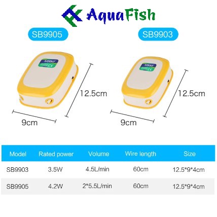 Máy sủi oxy bể cá 2 vòi Sobo SB 9905, 1 vòi Sobo SB 9903 (tặng kèm dây sủi và quả sủi)