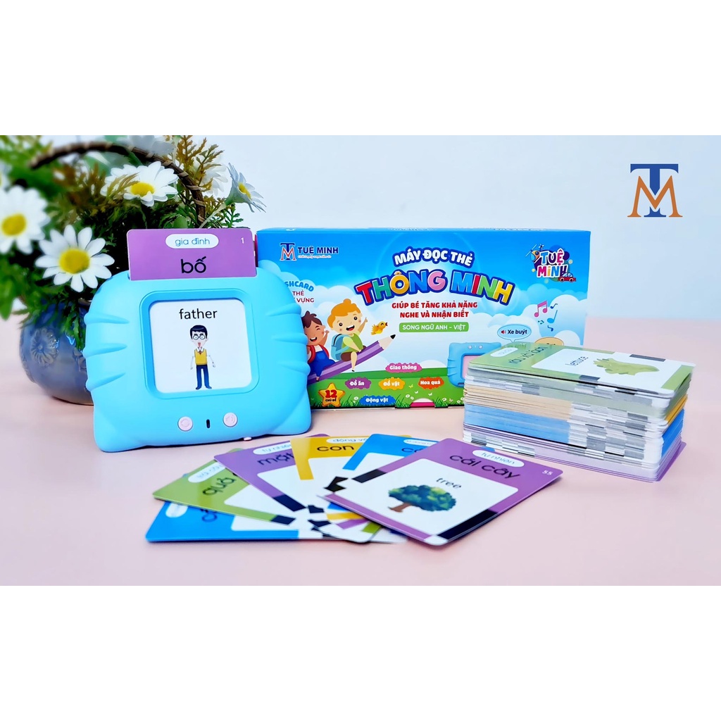 Máy đọc thẻ song ngữ Anh Việt flashcard 255 thẻ 500 từ vựng và 12 chủ đề - đồ chơi thông minh Bi's House