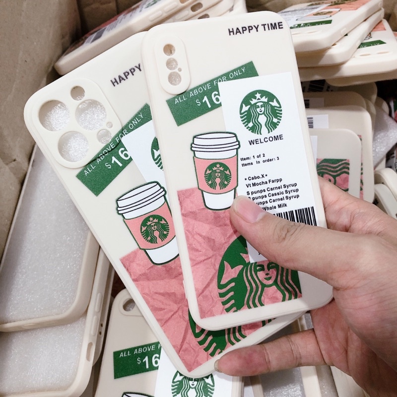 Ốp iphone Starbucks cạnh vuông 7/7plus/8/8plus/x/xr/xs/11/12/pro/max/plus/promax [Tomax Shop]