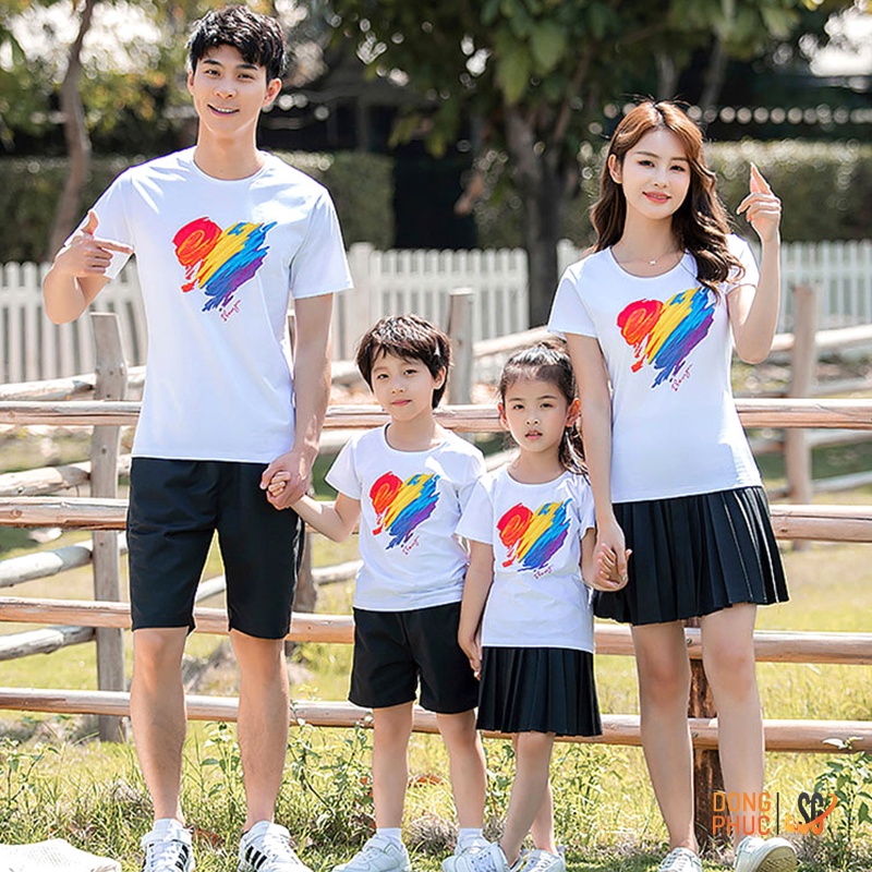 Áo gia đình SG dễ thương đồ đôi mẹ và bé đồng phục gia đình 3 4 5 người thun cotton mềm mịn GD505 | SG