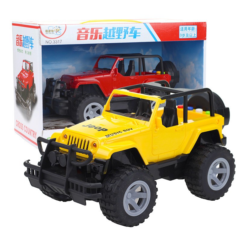 Đồ chơi trẻ em xe địa hình có nhạc quán tính jeep cậu bé câu chuyện bài hát thiếu nhi 1-2-3 tuổi