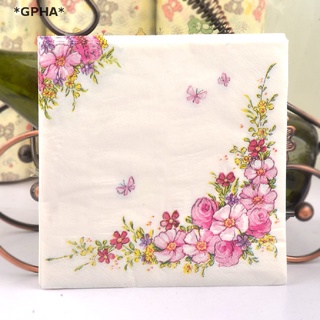 Set 20 Khăn Ăn Bằng Giấy Họa Tiết Hoa Màu Hồng Dùng Một Lần Trang Trí Bàn Tiệc Sinh Nhật Đám Cưới