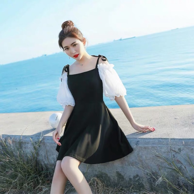 Đầm đen tay trắng siêu xinh {Ảnh Thật}