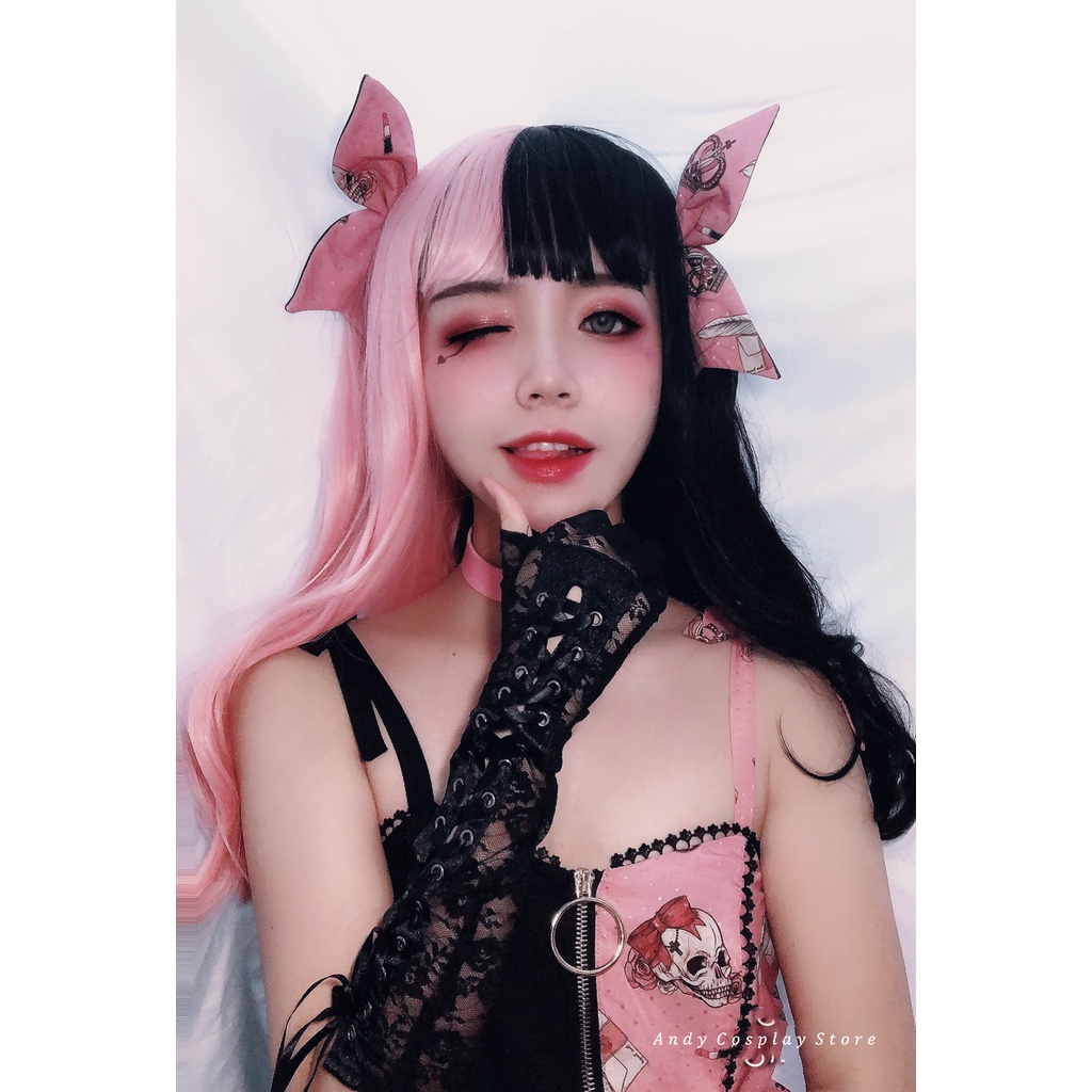 Wig teen/ tóc giả đen hồng Strawberry Muffins Alice Garden