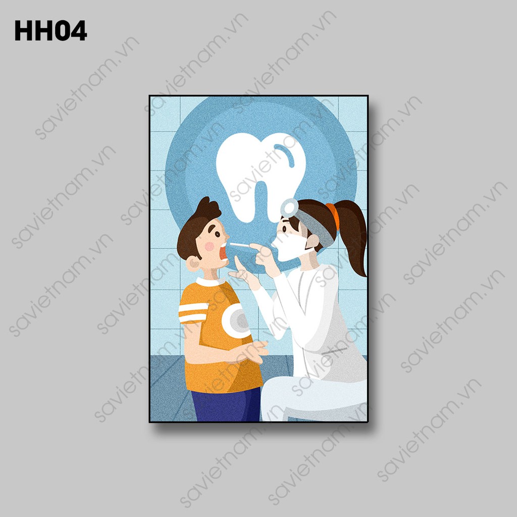 Tranh Nha khoa đẹp chủ đề hoạt hình - GỖ TRÁNG GƯƠNG- link 1/3