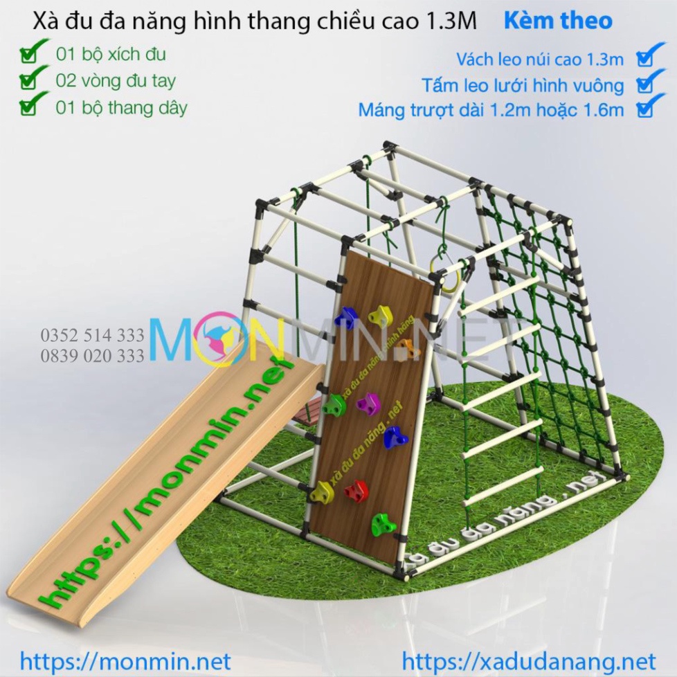 Xà đu đa năng Satech - Khung vận động cho bé - Hình hộp thang cân - Bộ cao 1.3m