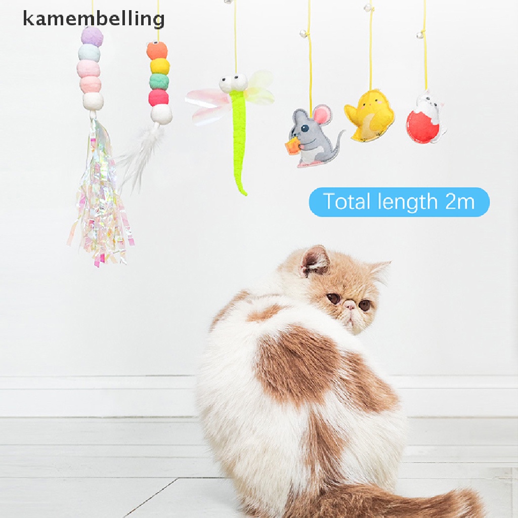 Kamembelling Đồ Chơi Tương Tác Tự Dính Hình Sâu Bướm Có Dây Treo Cửa Cho Mèo Cưng