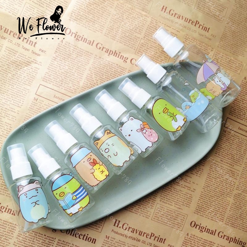 [Hàng mới về] Chai Xịt Rỗng Đựng Mỹ Phẩm Dung Tích 50ml / 100ml Họa Tiết Hoạt Hình Tiện Dụng