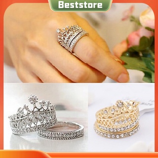 <BSTO> Set 2 chiếc nhẫn đính đá hình vương miện thời trang cho nữ