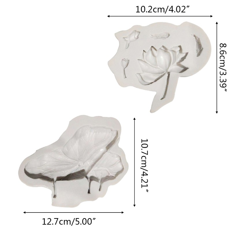 Set 2 khuôn silicon làm bánh/ sô cô la tạo hình lá và hoa sen độc đáo