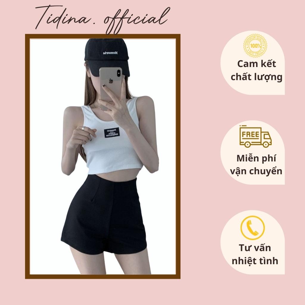Quần Short Nữ TIDINA Quần short nữ lưng cao phối khóa kéo phía sau quần short nữ ống rộng chất vải umi cao cấp