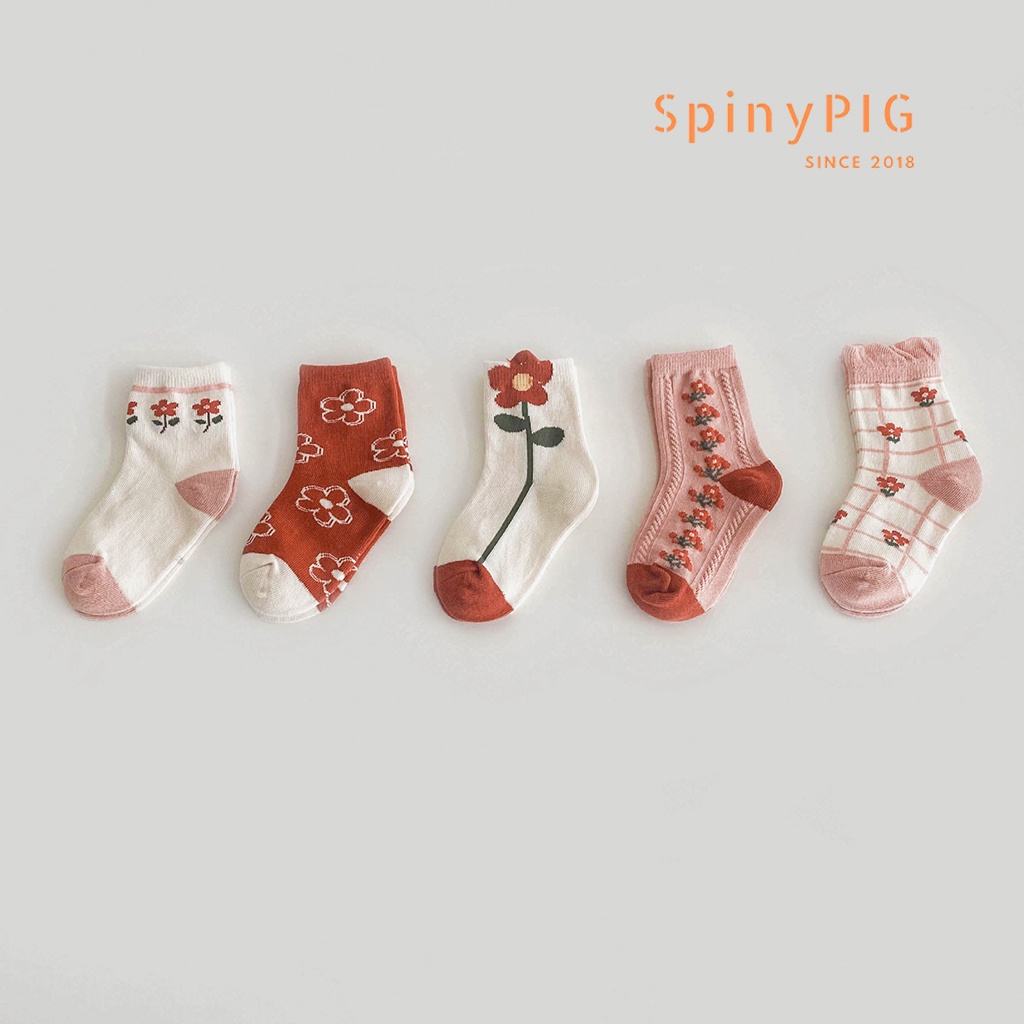 Set 5 đôi tất cho trẻ em từ 1-12 tuổi nhiều màu chất liệu cotton dày
