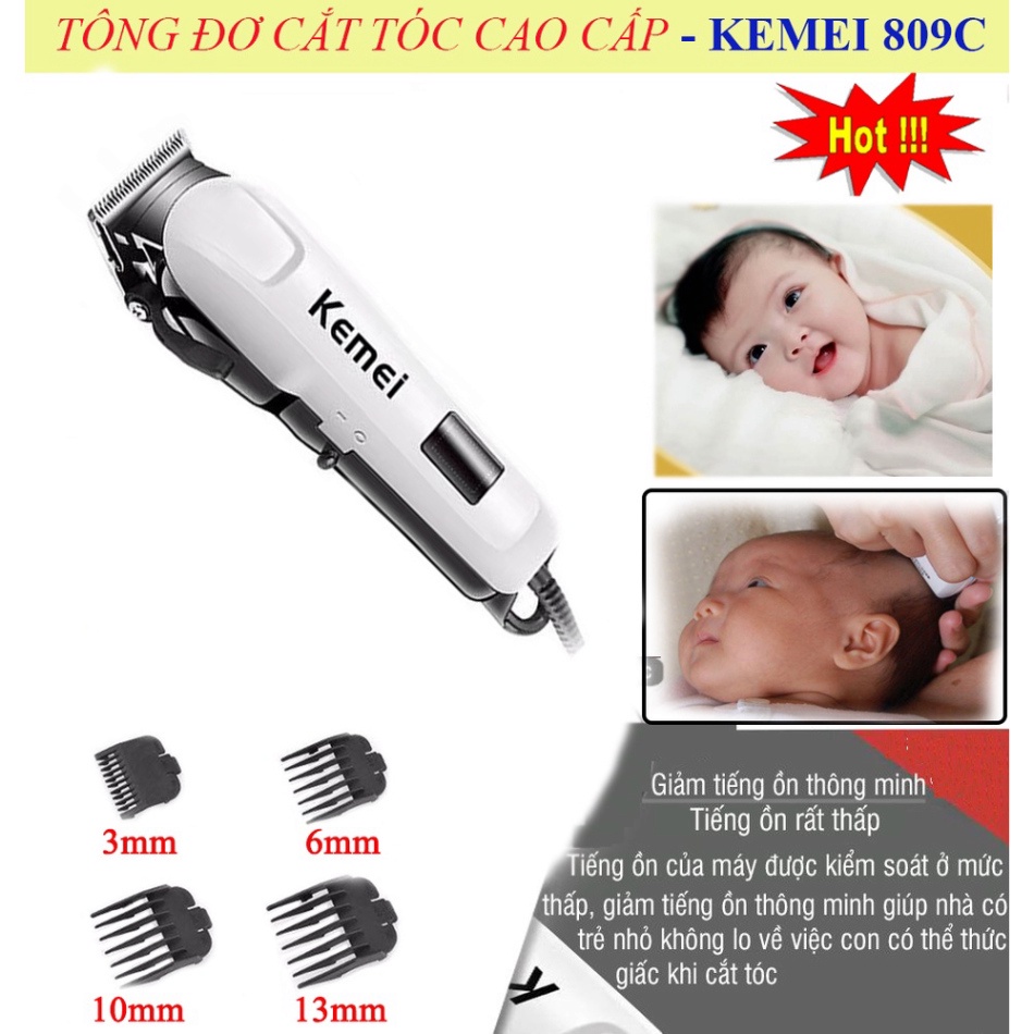 Tông Đơ Cắt Tóc Có Dây Và Không Dây Kemei Km 809C, Máy Hớt Tóc Gia Đình, Trẻ Em, Chuyên Nghiệp
