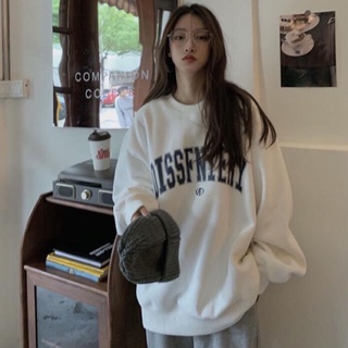 Áo sweater chữ basic lót nỉ bông mềm nam nữ