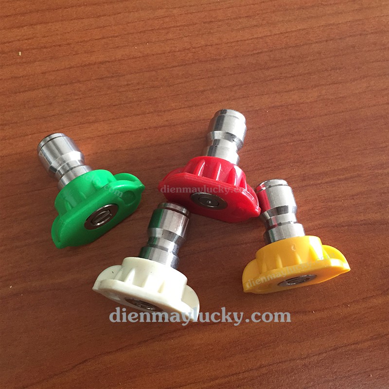Bộ 4 Béc phun - Đầu béc gắn súng xịt rửa của máy rửa xe áp lực cao - Ren nối nhanh 1/4 inch