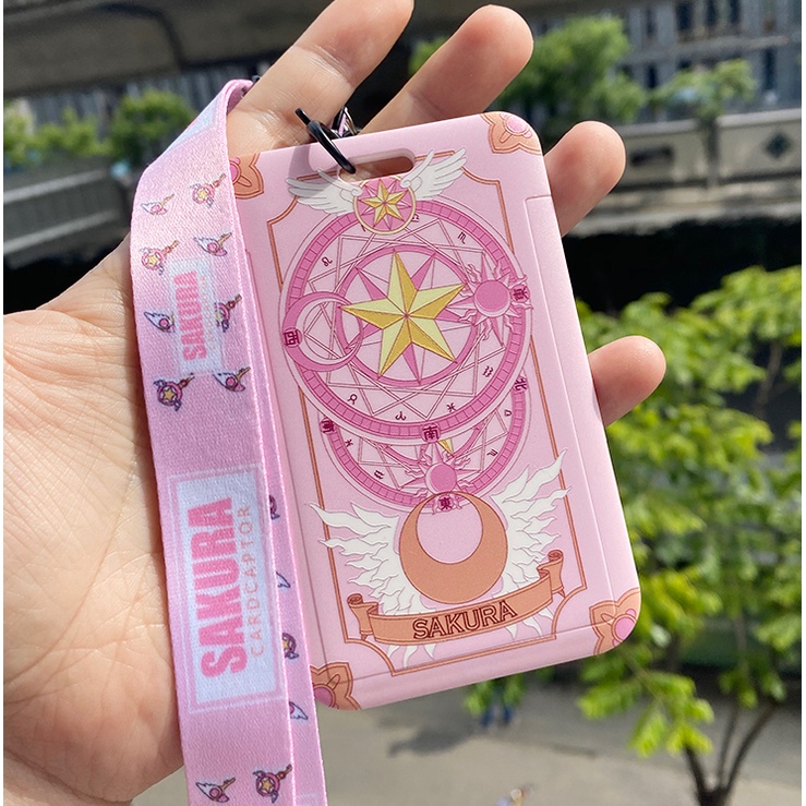Case thủ lĩnh thẻ bài sakura đựng card, thẻ ATM, thẻ nhân viên, CCCD kèm móc khóa, dây đeo thẻ