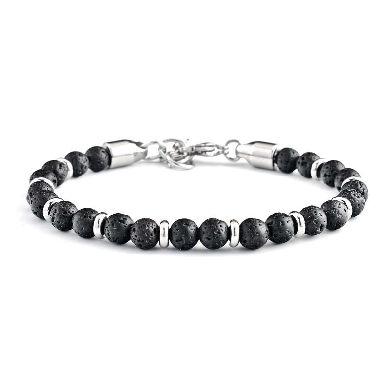 Vòng Tay Chuỗi Hạt Bản Đồ 6mm Bằng Thép Không Gỉ Phong Cách Âu Mỹ Thời Trang Cho Nam Nữ