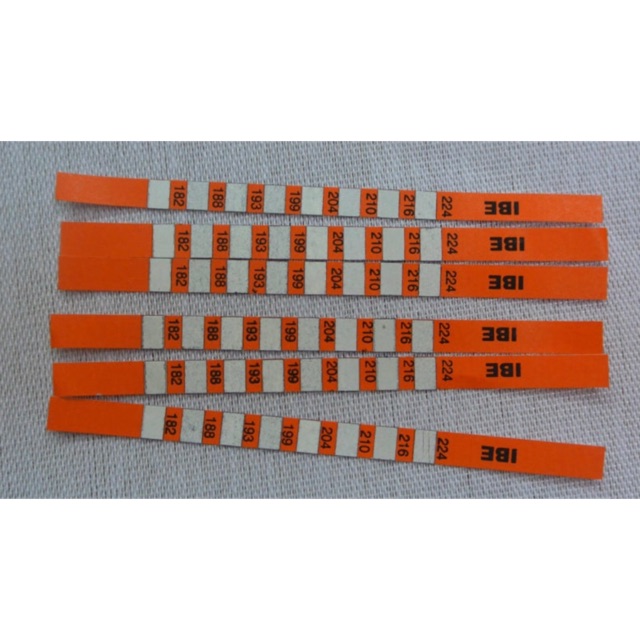 Giấy đo nhiệt độ IBE 182-224 độ C của keo dựng vải và vải thermopaper - 1 túi 50 cái