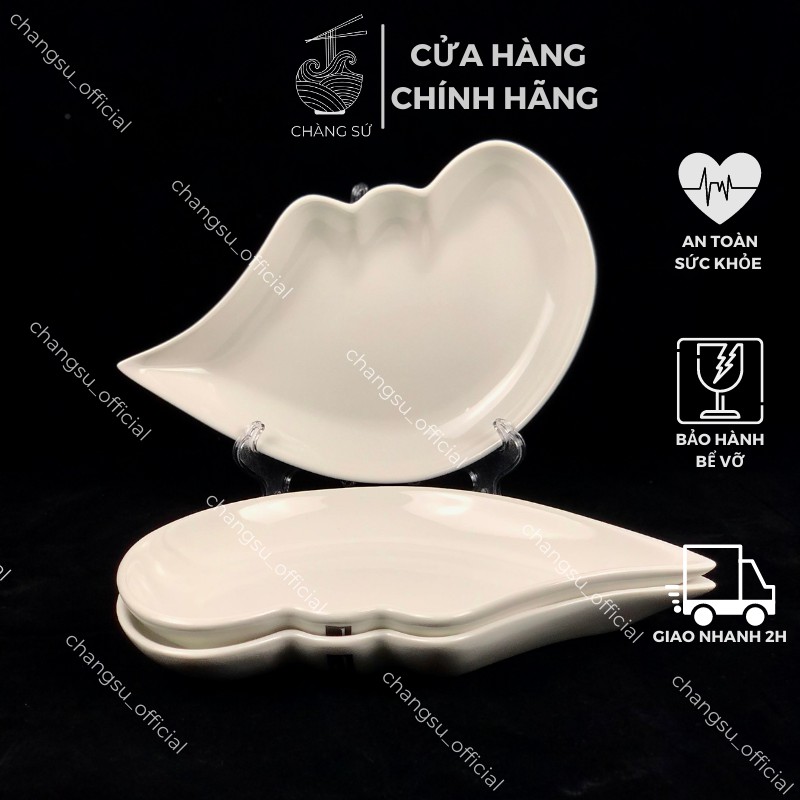 Bộ đĩa sứ decor 6 dĩa tim trang trí - Set đĩa hoa đẹp cúng gia tiên sứ - Vỡ 1 đổi 1