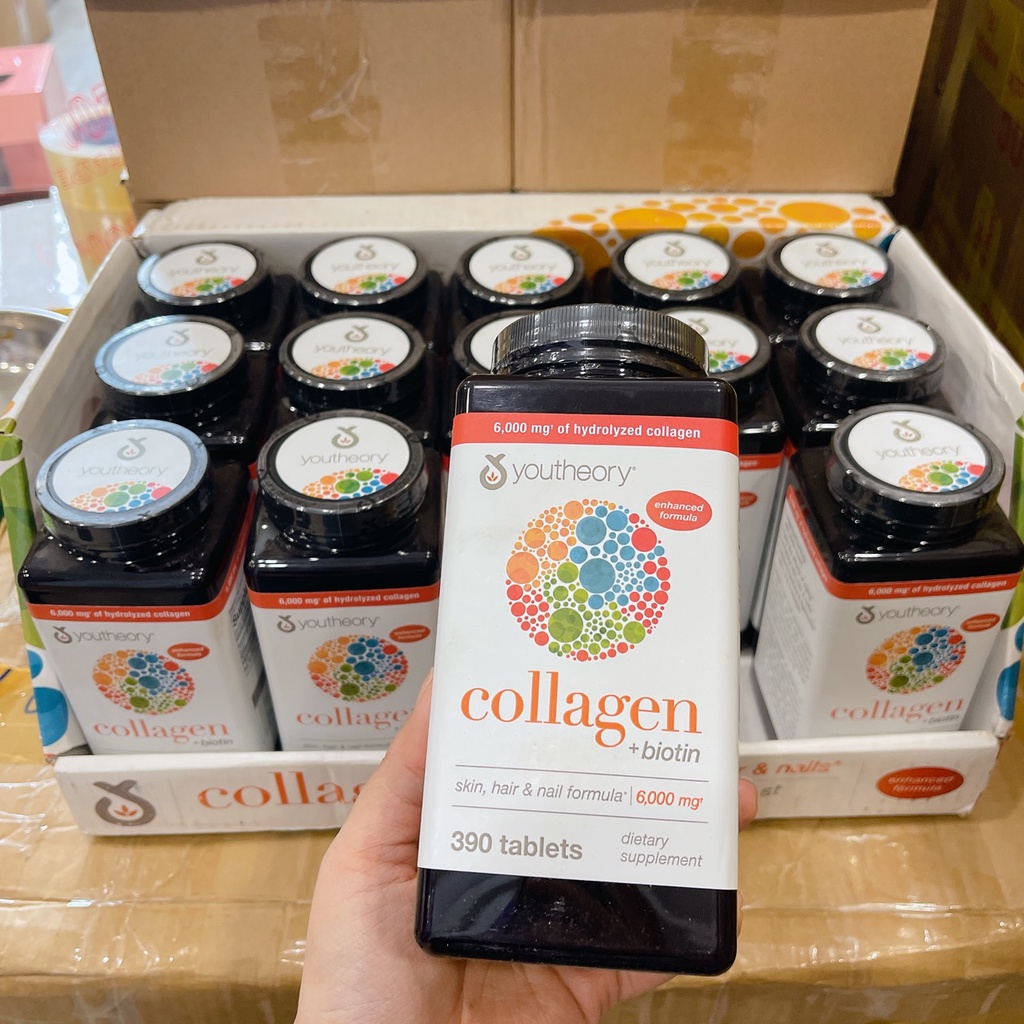 Viên Uống Bổ Sung Collagen Youtheory Biotin Mỹ Viên Uống Đẹp Da 390 viên