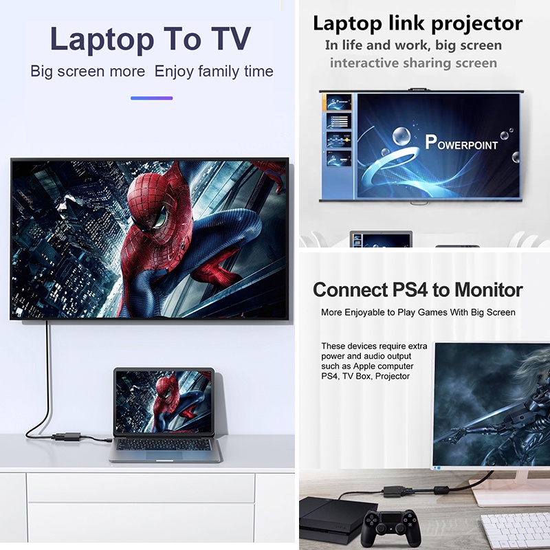 Cáp chuyển đổi HDMI sang VGA dây HDMI to VGA  Cho PC,laptop, Máy Chiếu Cao Cấp Độ Dài 20CM Full HD 1080P VNET