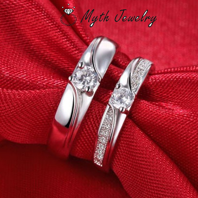 Nhẫn đôi cặp tình yêu nam nữ đẹp giá rẻ đính đá bạn thân NB02