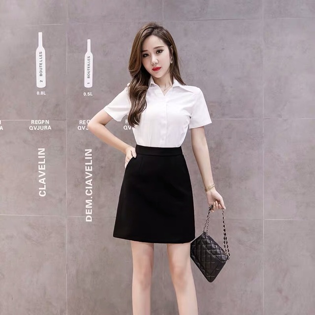 Chân váy chữ A 50cm có khoá séc kéo và túi chéo 2 bên thời trang nữ chân váy công sở