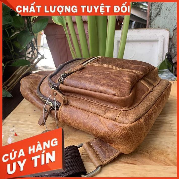 [ Da Cao Cấp 100% ] Túi Đeo Chéo Da Bò Thật Bảo Hành Ba Năm CB03