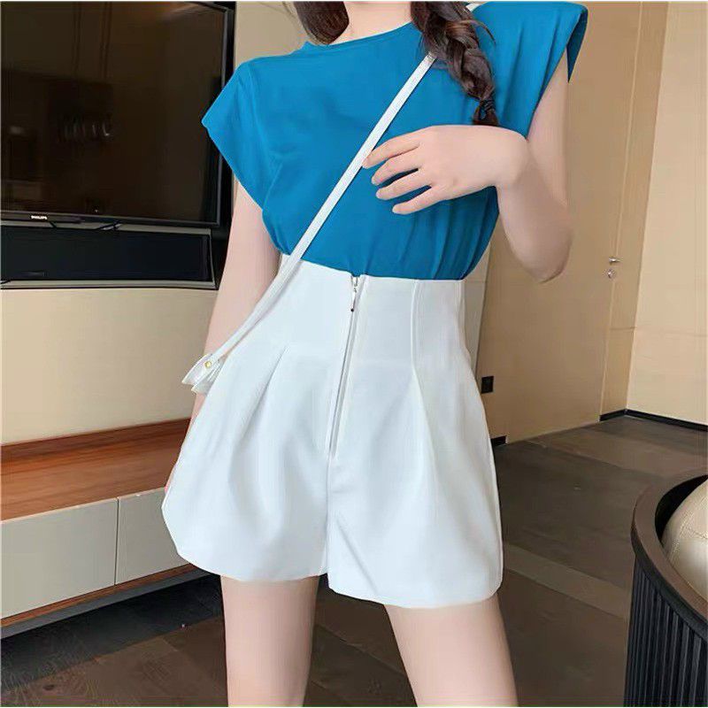 Quần short ZARA xuất xịn lưng cao dây kéo trước màu trắng